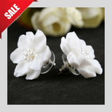 New White Flower Earrings