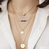 Multilayer Heart Coin Clavicle Necklace
