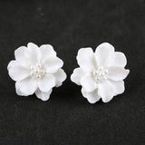 New White Flower Earrings